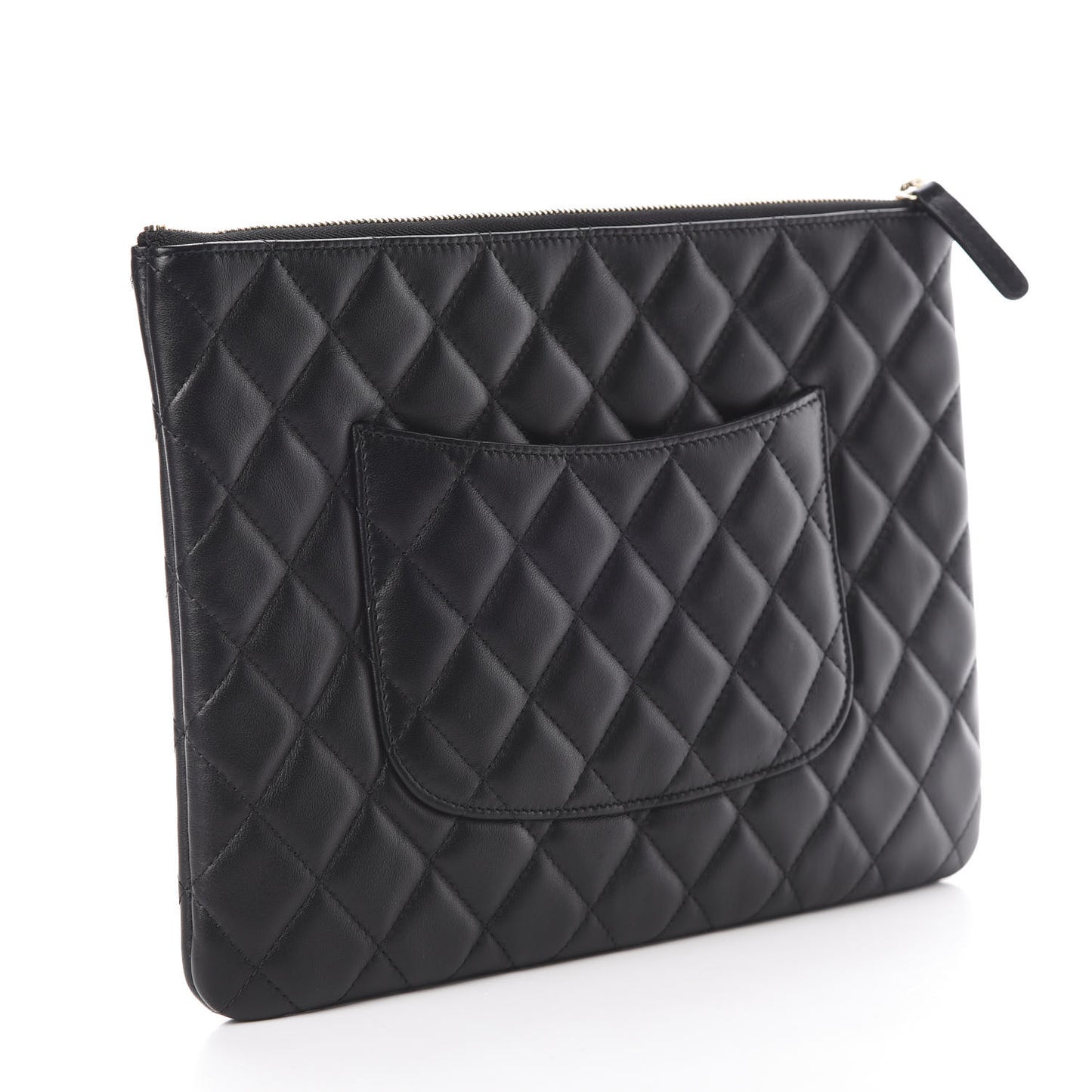 Lambskin Quilted Medium Cosmetic Case Black