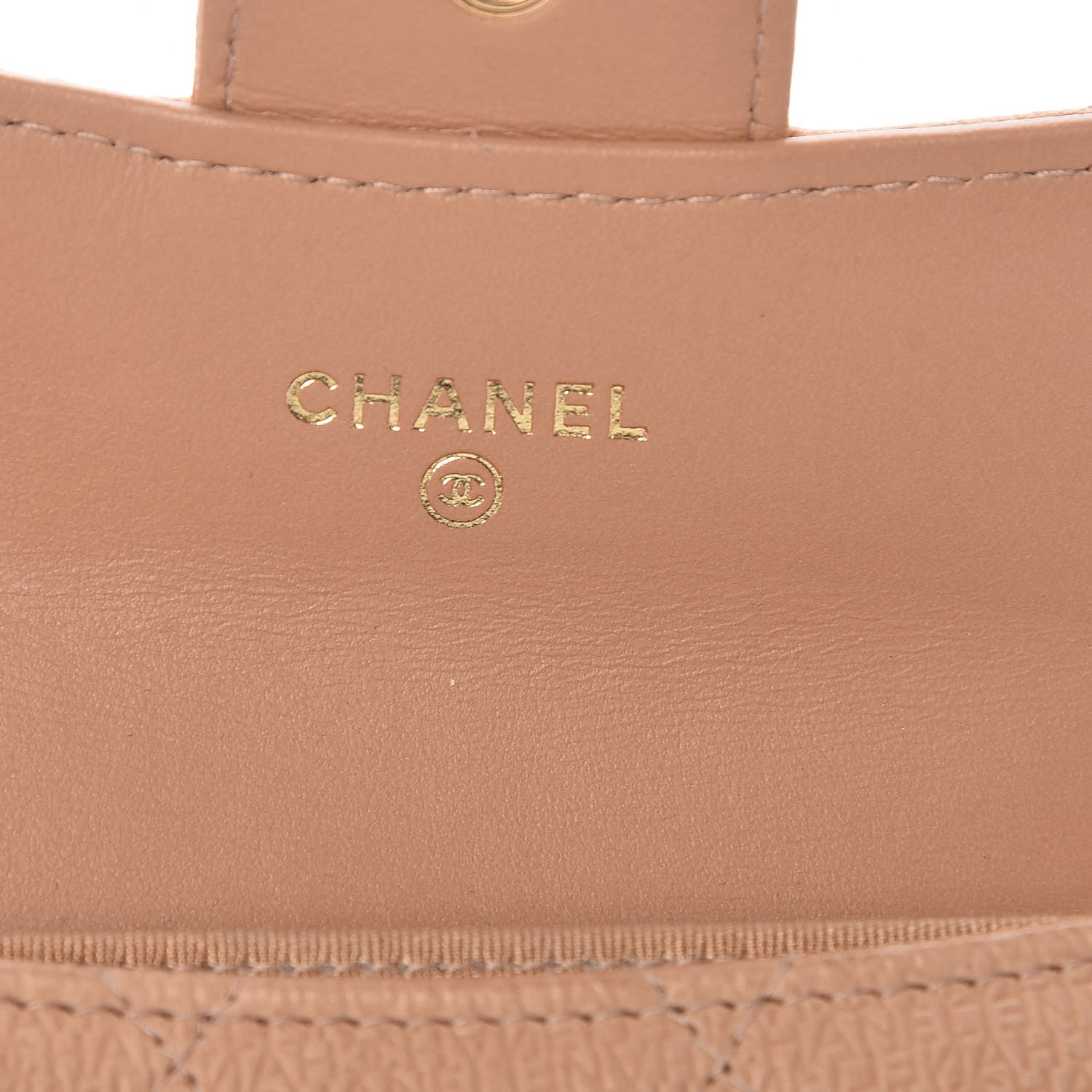 Chanel Letter Calfskin Embossed Quilted Card Holder Beige 7 of 16