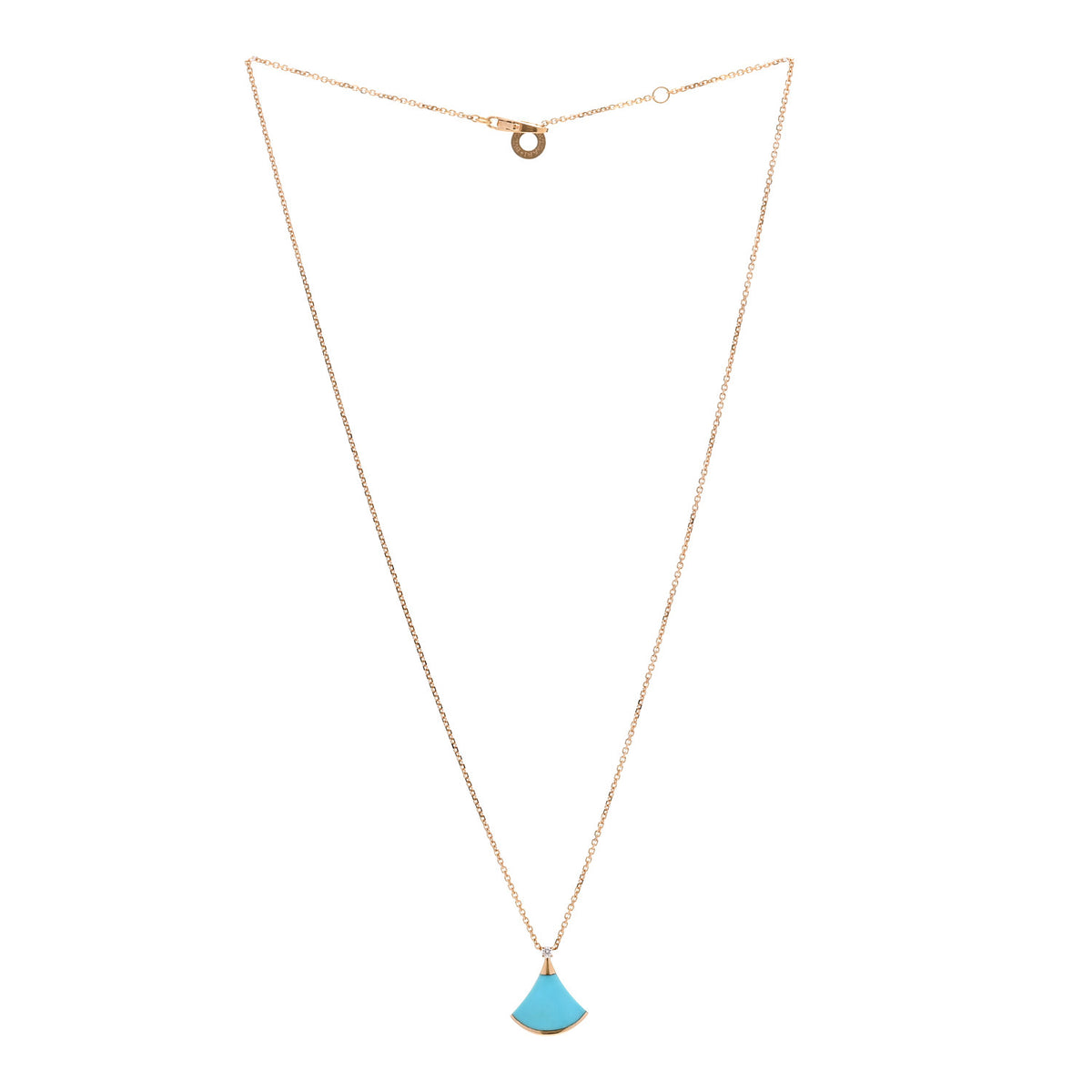 18K Rose Gold Diamond Turquoise Divas' Dream Pendant Necklace