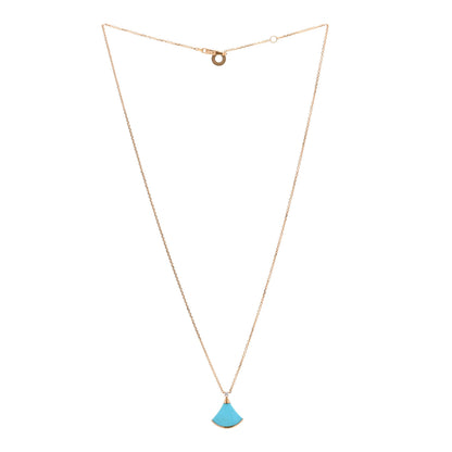 Bulgari 18K Rose Gold Diamond Turquoise Divas' Dream Pendant Necklace 3 of 6