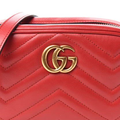 Gucci Calfskin Matelasse Mini GG Marmont Chain Shoulder Bag Hibiscus Red 10 of 10