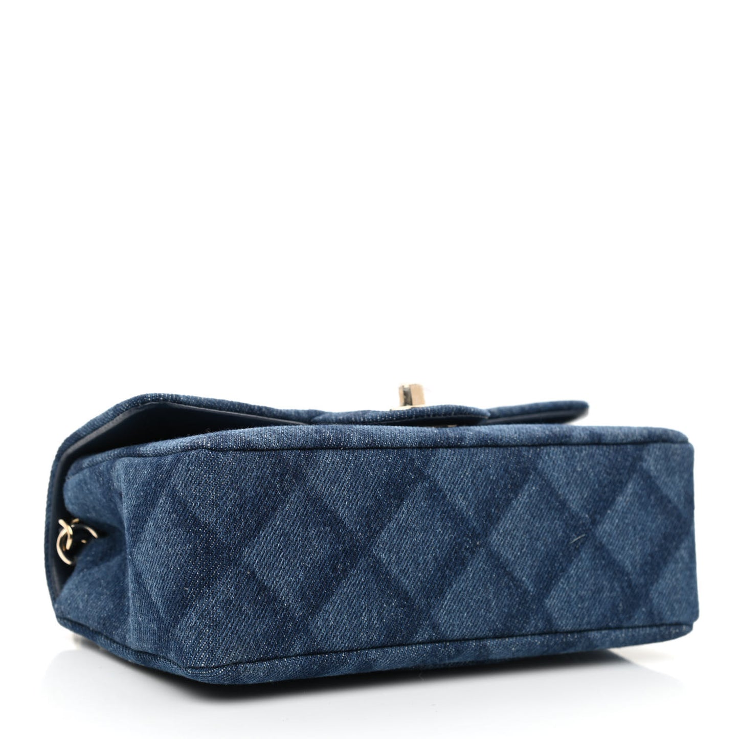 Printed Denim Quilted Mini Rectangular Flap Dark Blue