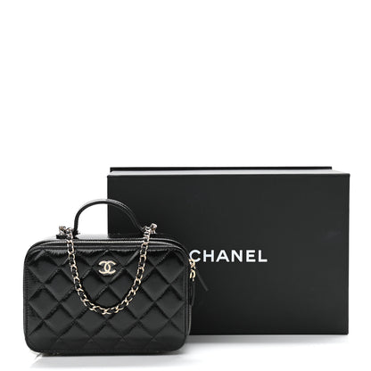 Chanel Shiny Lambskin Quilted CC Vanity Case Black 12 of 12