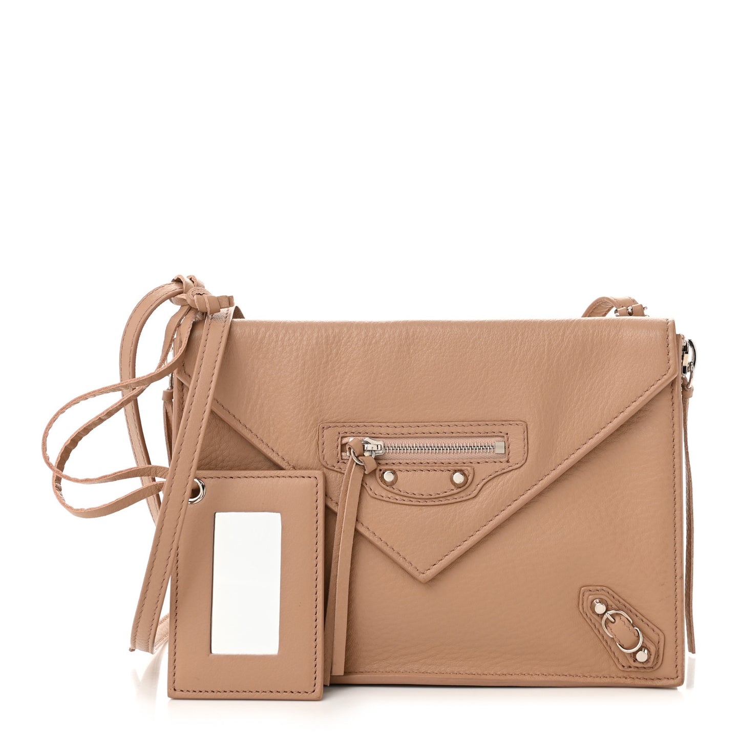 Veau Papier Classic Silver Hardware Triple XS Zip Around Crossbody Rose Des Sables