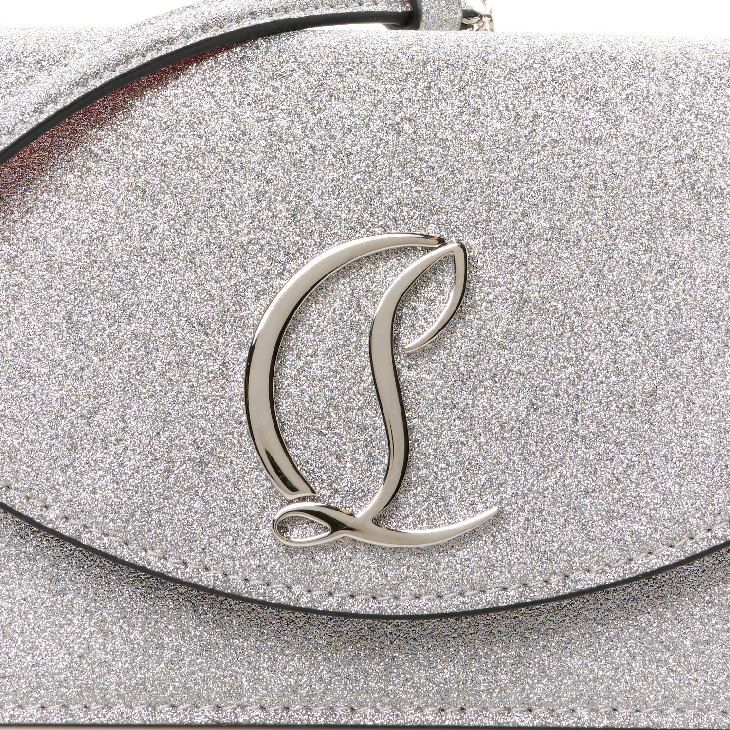 Christian Louboutin Glitter Calfskin Loubi54 Crossbody Clutch Silver 8 of 10