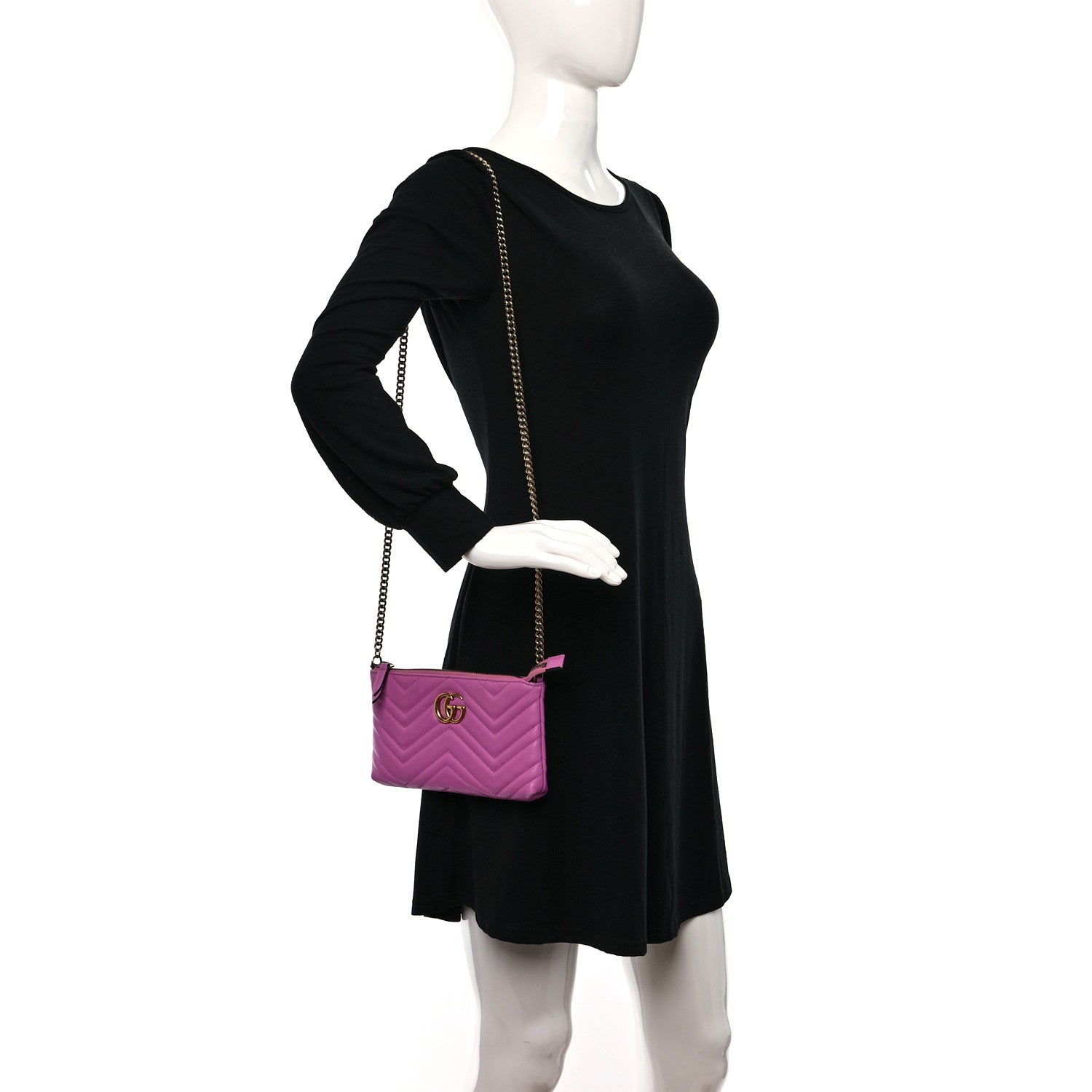 Gucci Calfskin Matelasse Mini GG Marmont Chain Bag Candy Mousse 3 of 11
