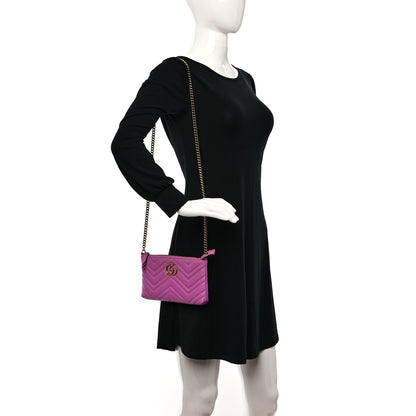 Gucci Calfskin Matelasse Mini GG Marmont Chain Bag Candy Mousse 3 of 11