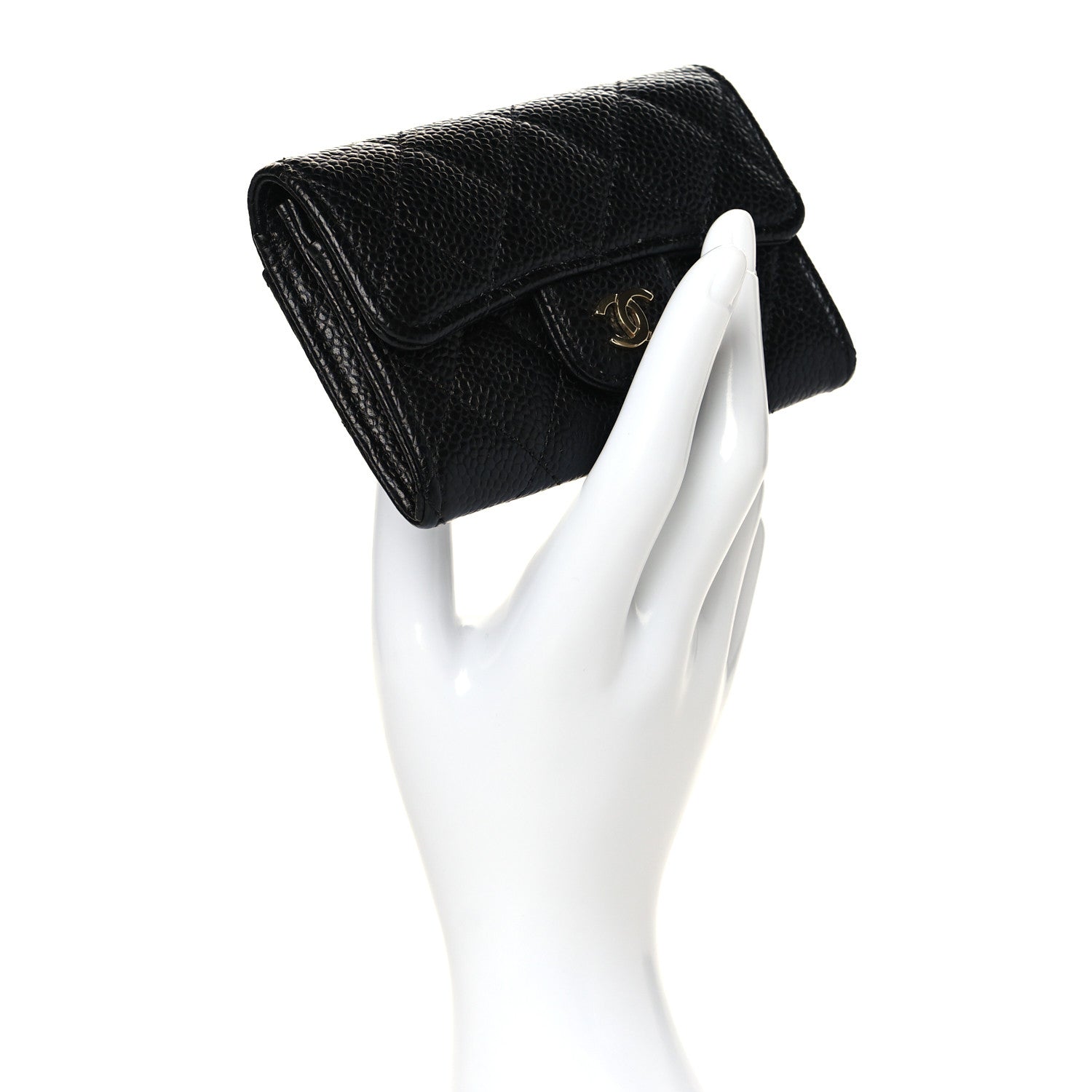 Chanel Caviar Quilted Flap Card Holder Wallet Black 2 of 10