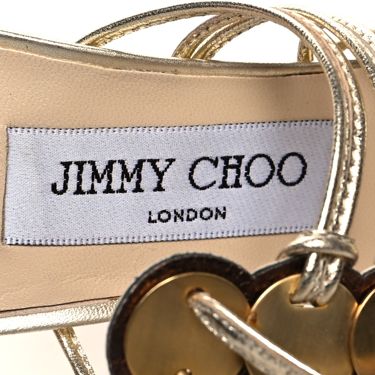 Jimmy Choo Metallic Nappa Medallion Sandals 37 Gold 7 of 10