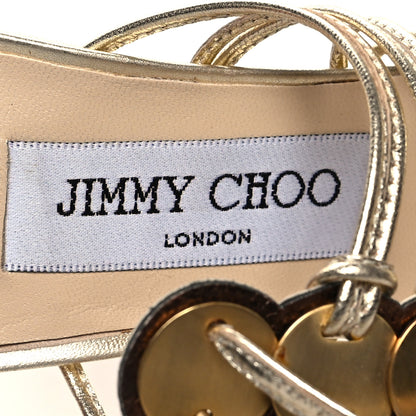 Jimmy Choo Metallic Nappa Medallion Sandals 37 Gold 7 of 10