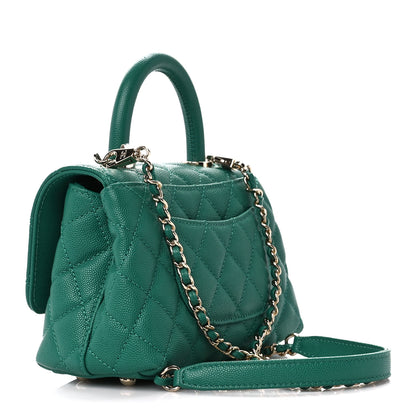 Chanel Caviar Quilted Extra Mini Coco Handle Flap Green 3 of 10