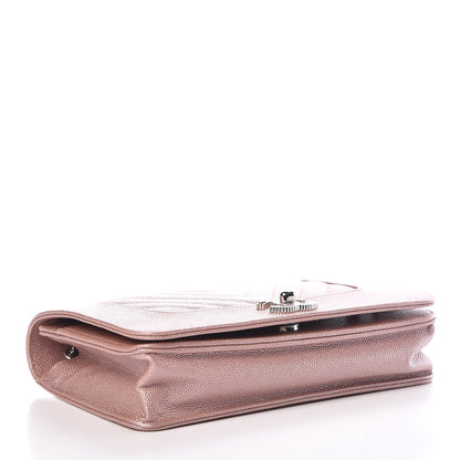 Chanel Metallic Caviar Chevron Quilted Vintage Mademoiselle Wallet On Chain WOC Pink 4 of 12