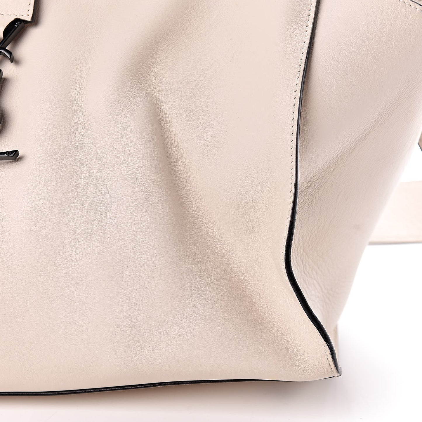 Calfskin Small Monogram Cabas Dove White