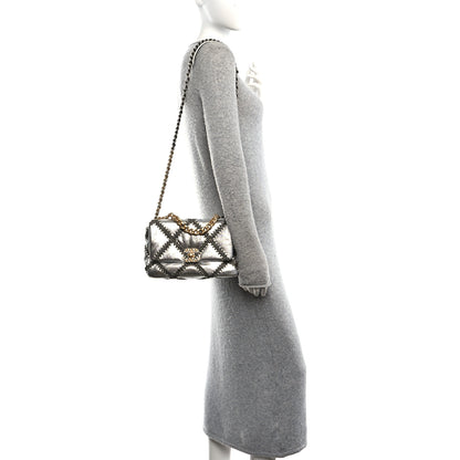 Chanel Metallic Calfskin Crochet Medium Chanel 19 Flap Silver 2 of 10