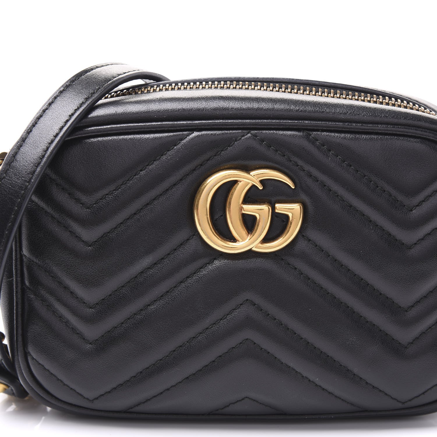 Gucci Calfskin Matelasse Mini GG Marmont Chain Shoulder Bag Black 13 of 13