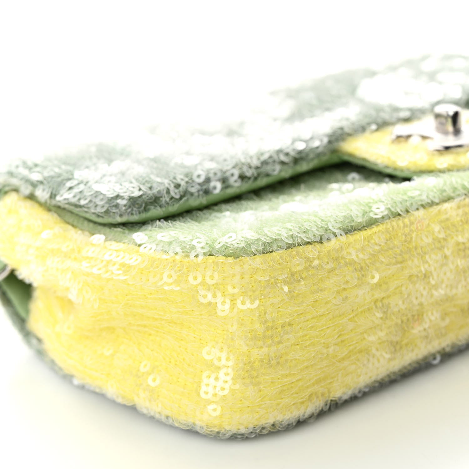 Chanel Sequin Mini Waterfall Flap Green Light Green Yellow 10 of 11