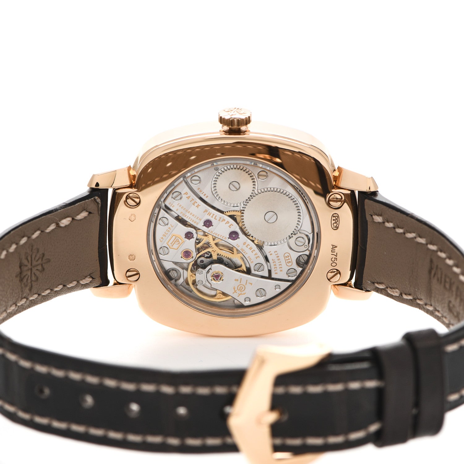 Patek Philippe 18K Rose Gold Alligator Diamond 30mm Gondolo Manual Winding Watch 7041R-001 4 of 5