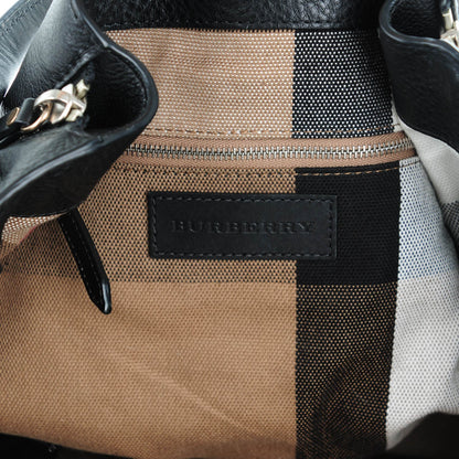 Burberry Grainy Calfskin House Check Medium Maidstone Black 6 of 8