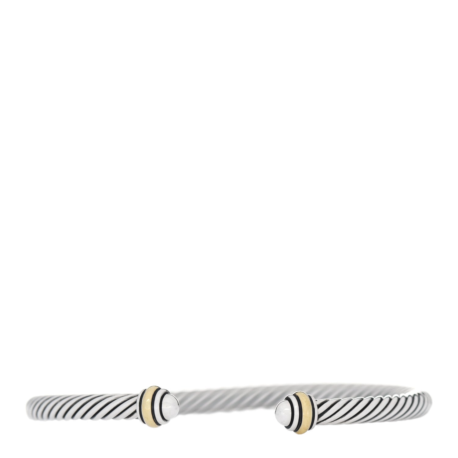 David Yurman Sterling Silver 18K Yellow Gold 4mm Cable Classics Bracelet 1 of 5