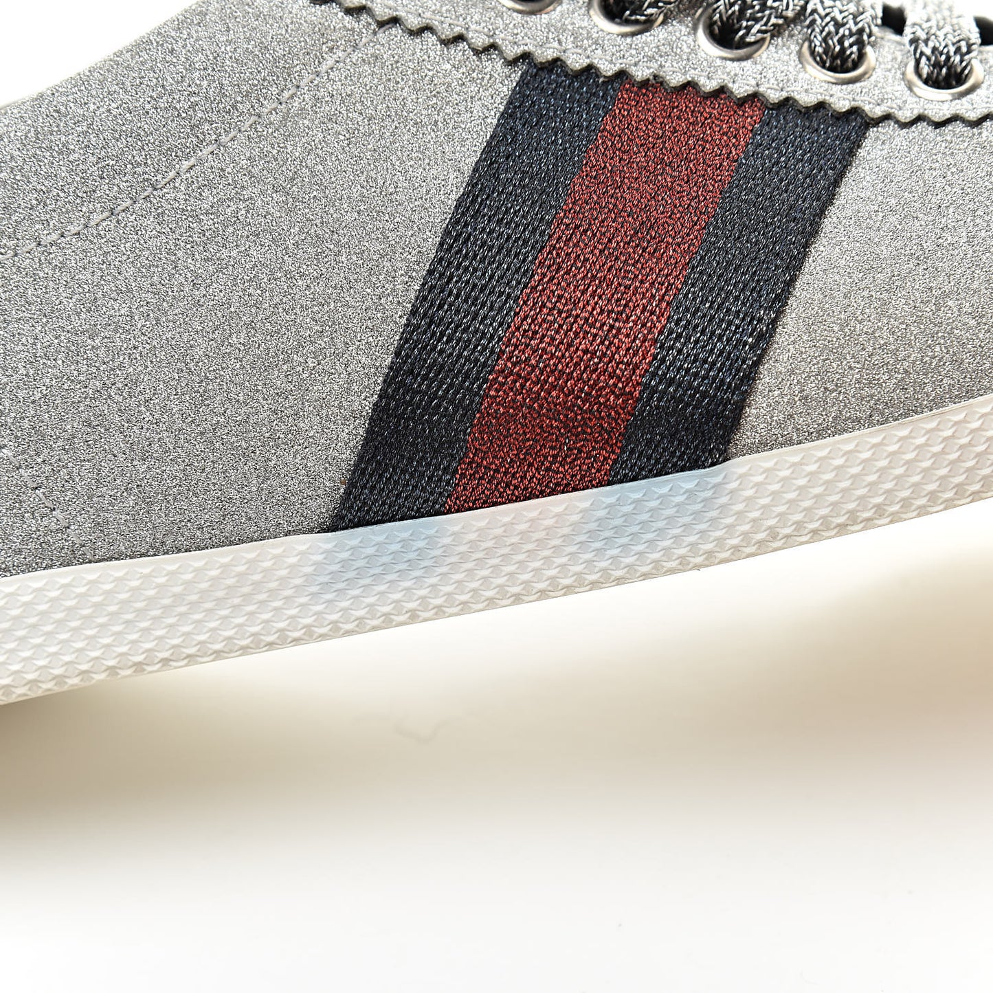 Glitter Fabric Studded Web Sneakers 38 Silver