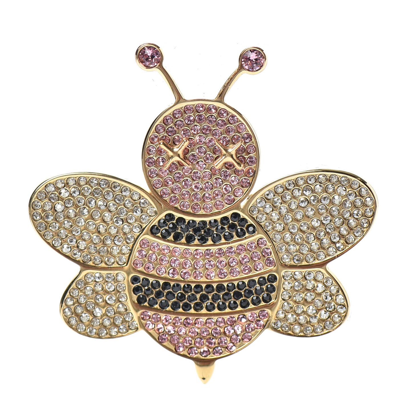 Crystal Bee Kaws Brooch Pink Black White Gold