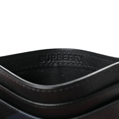 Burberry Grained Calfskin London Check Card Case Navy Black 6 of 8