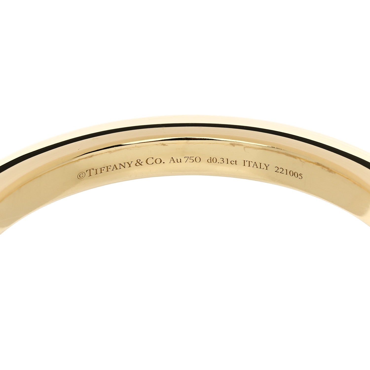 Tiffany 18K Yellow Gold Diamond Tiffany Lock Bangle Bracelet 5 of 6