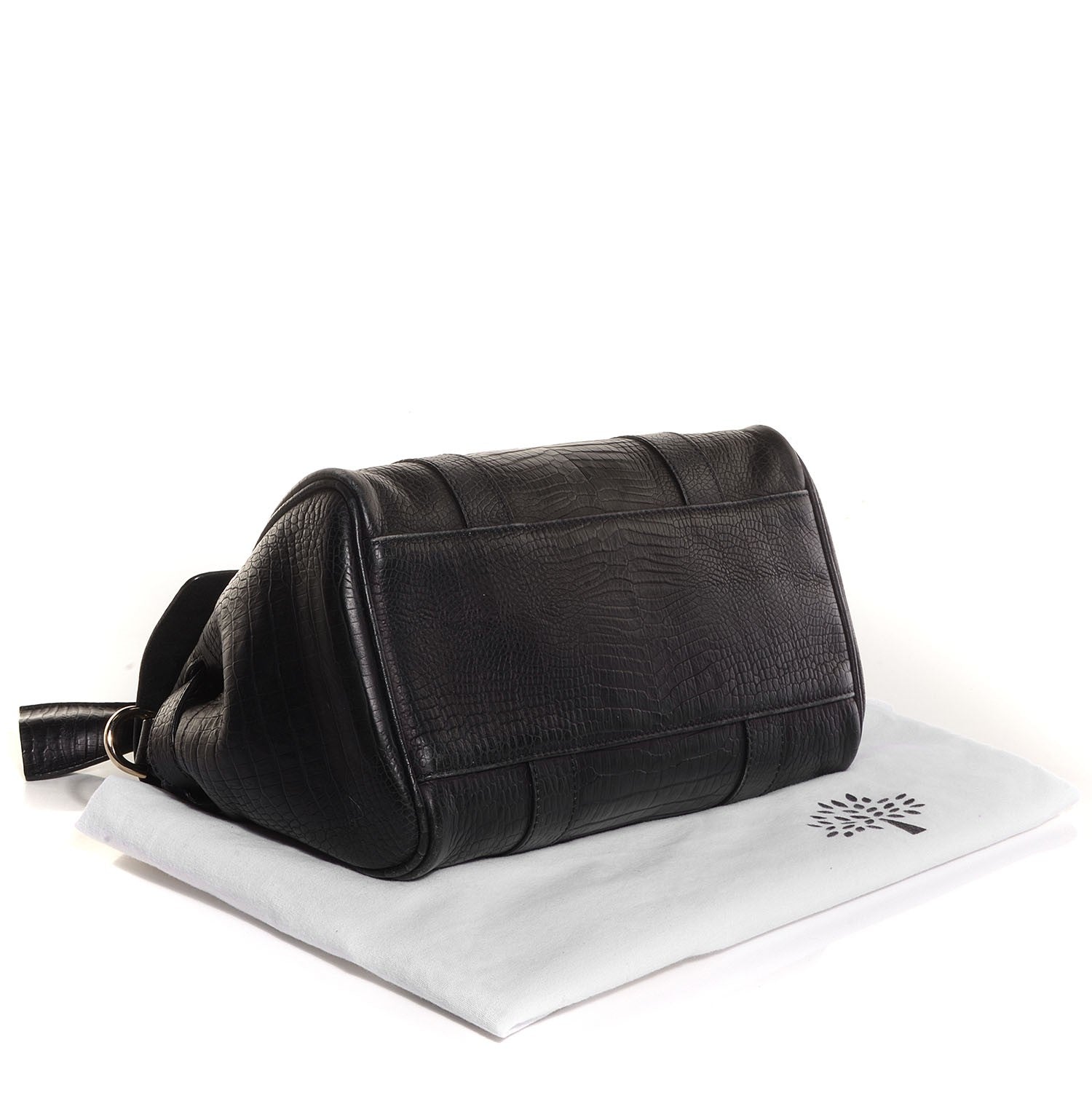 Mulberry Mini Croc Print Small Bayswater Satchel Black 4 of 9