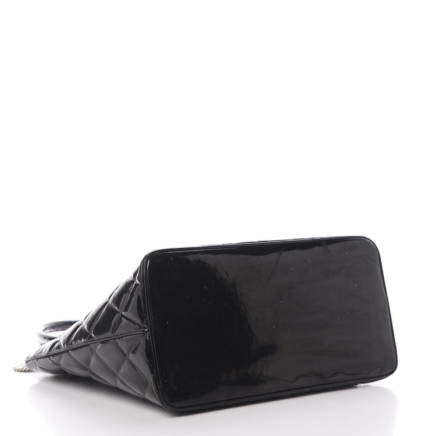 Patent Quilted Medallion Tote Black