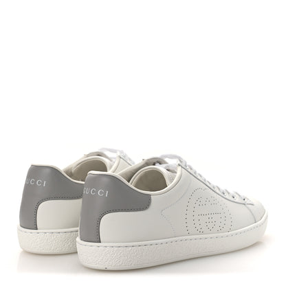 Gucci Calfskin Interlocking G Perforated Womens Ace Sneakers 38.5 White Grey Sky 5 of 13