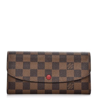 Louis Vuitton Damier Ebene Emilie Wallet Red 1 of 7