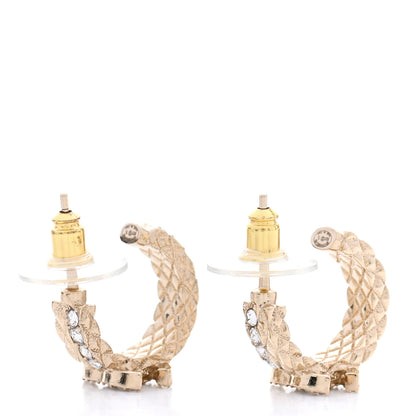 Chanel Crystal Quilted CC Hoop Earrings Gold 3 of 4