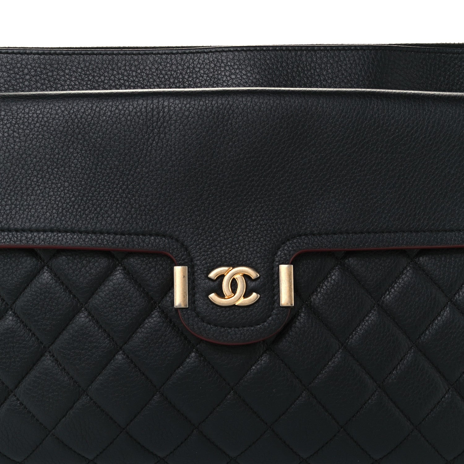 Chanel Grained Calfskin Quilted Large Archi Chic Cosmetic Case Black 10 of 14