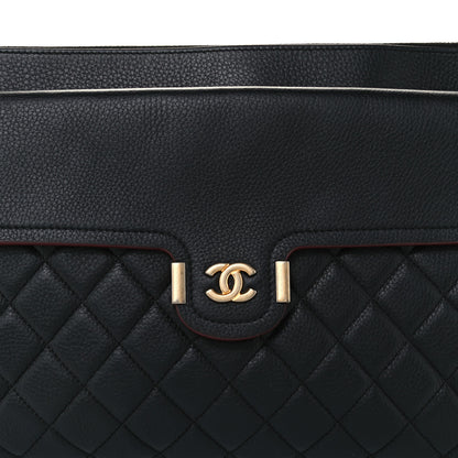 Chanel Grained Calfskin Quilted Large Archi Chic Cosmetic Case Black 10 of 14