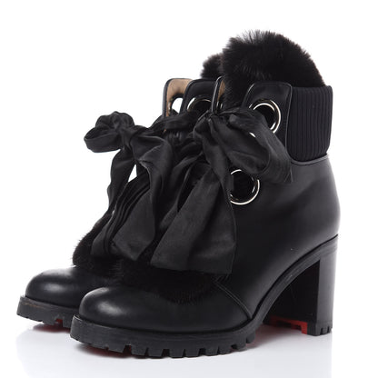 Christian Louboutin Calfskin Mink Jenny From the Alps 70 Ankle Boots 37 Black 3 of 13