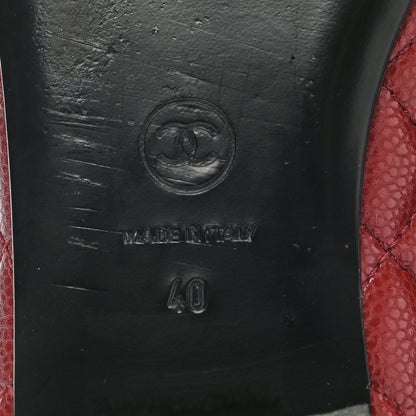 Chanel Caviar Quilted CC Cap Toe Ballerina Flats 40 Black Red 6 of 8