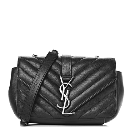 Saint Laurent Sheepskin Matelasse Chevron Monogram Classic Baby Chain Bag Black 1 of 16