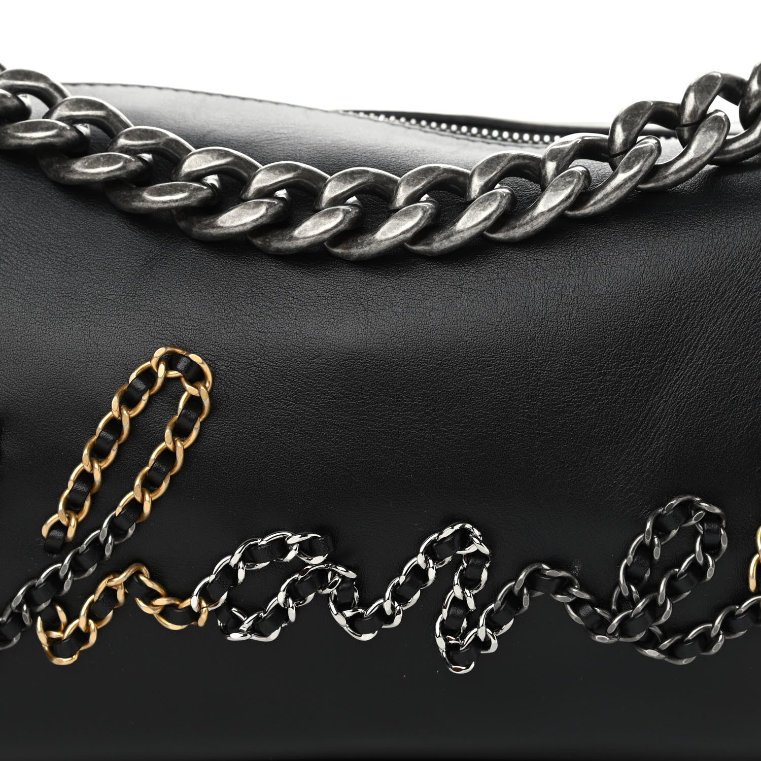 Chanel Calfskin Chain 20s Signature Hobo Black 10 of 11
