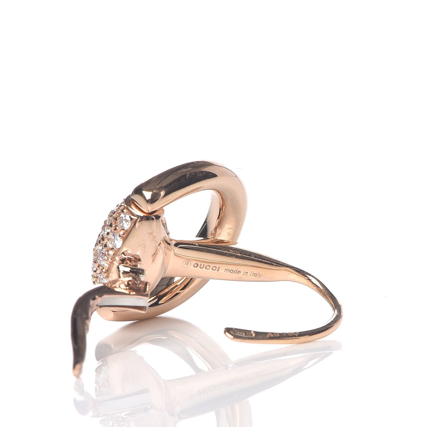 18K Rose Gold Diamond Horsebit Drop Earrings
