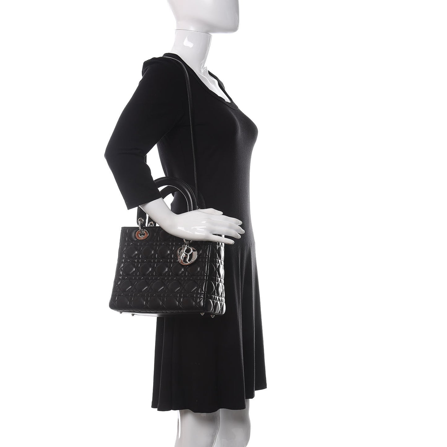 Lambskin Cannage Medium Lady Dior Black