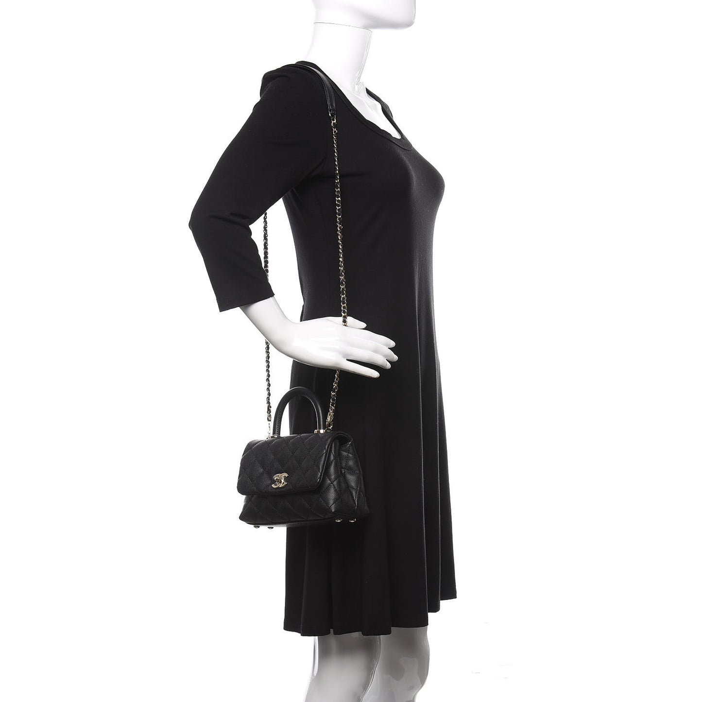 Caviar Quilted Extra Mini Coco Handle Flap Black