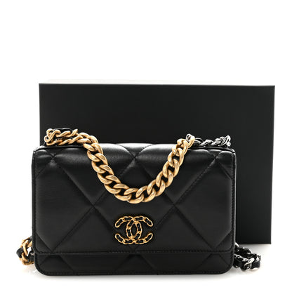 Chanel Lambskin Quilted Chanel 19 Wallet On Chain WOC Black 12 of 12