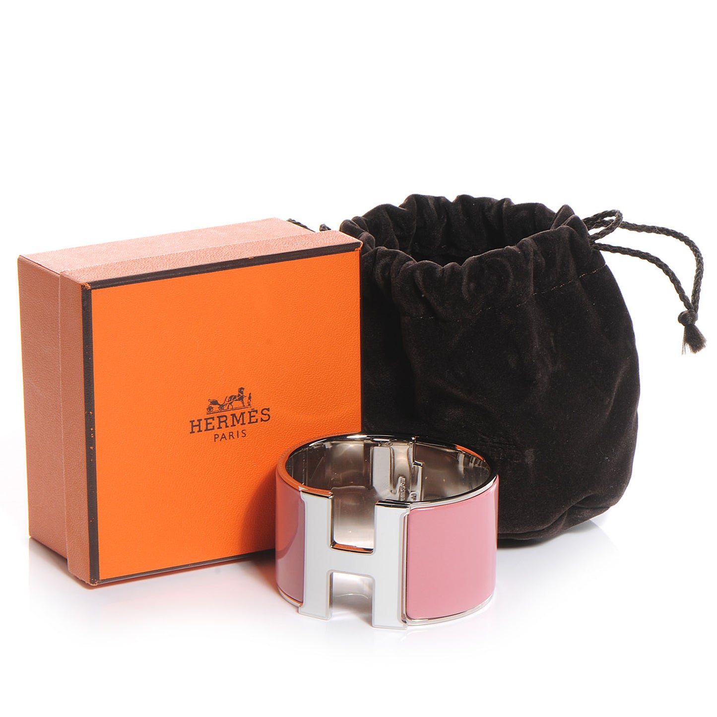 Enamel Clic Clac H Extra Wide Bracelet PM Vieux Rose