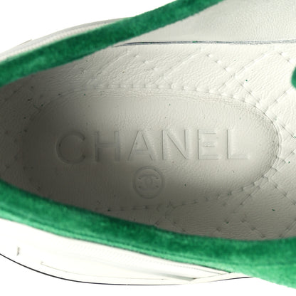 Chanel Suede Calfskin Lace Up Cap Toe Sneakers 39 Green 8 of 8