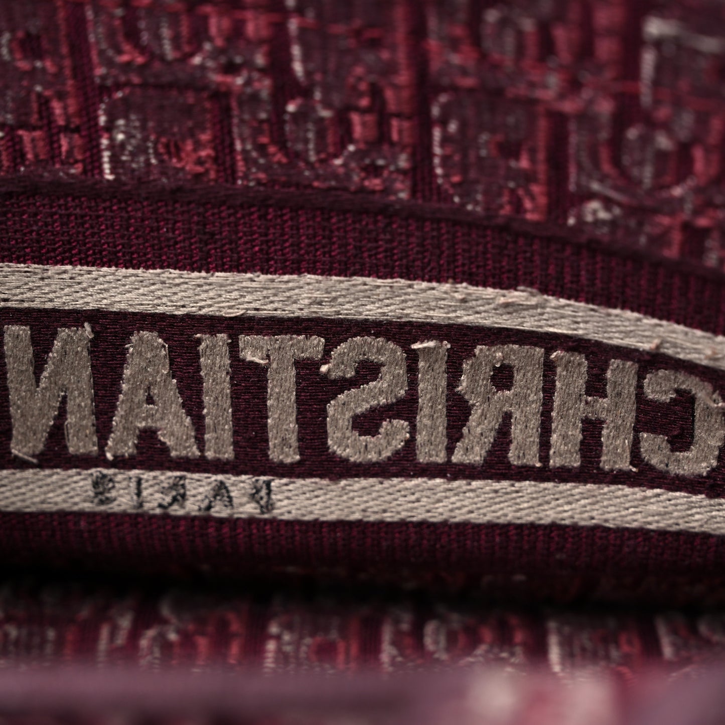 Velvet Oblique Embroidered Mini Book Tote Burgundy Multicolor