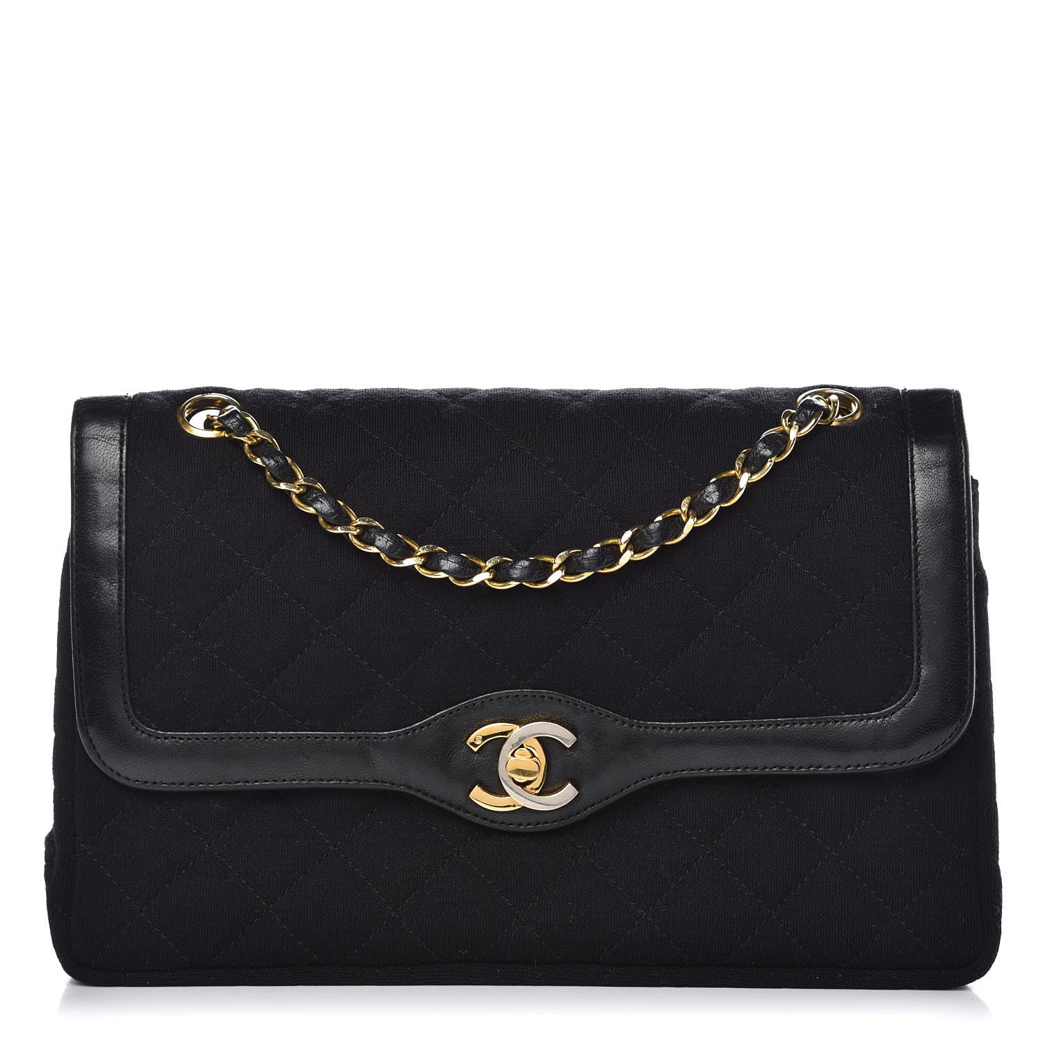 Chanel Lambskin Jersey Quilted Medium Double Flap Black 1 of 13
