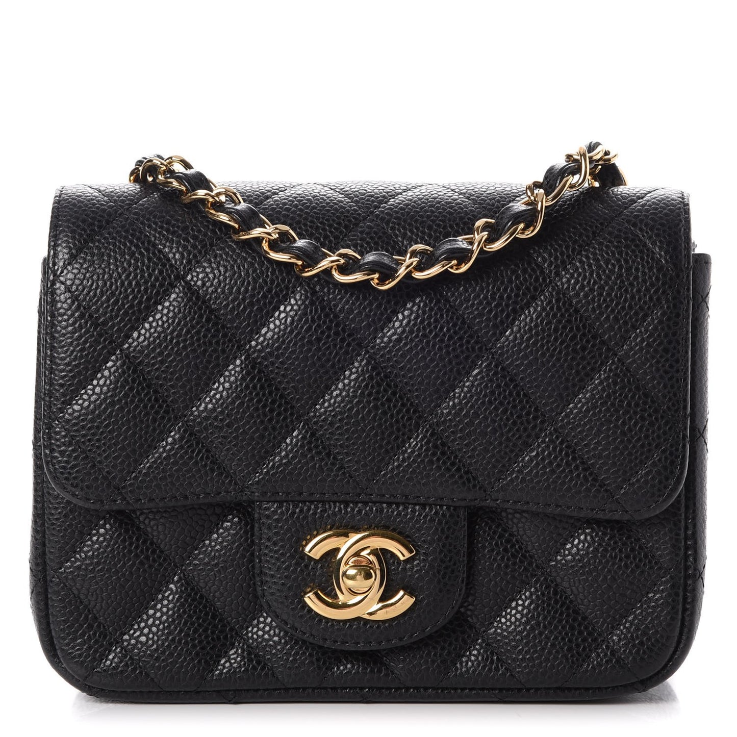 Caviar Quilted Mini Square Flap Black