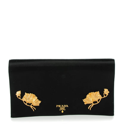 Prada Satin Evening Clutch Black 1 of 7