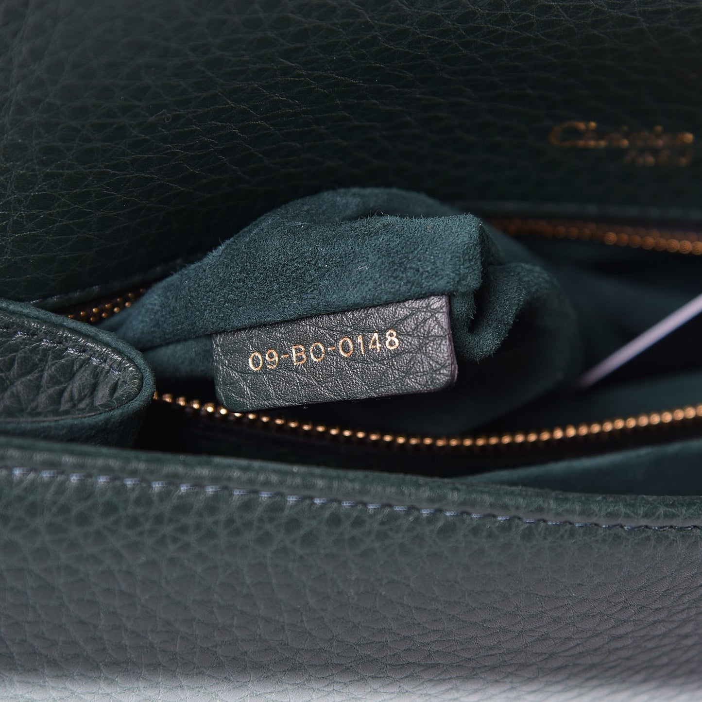 Grained Calfskin Medium Diorama Flap Bag Green