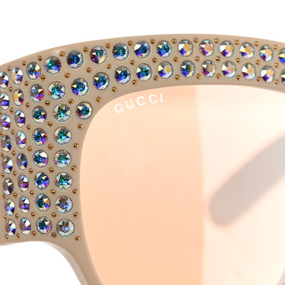 Gucci Acetate Crystal Oversize Hollywood Forever Sunglasses GG0144S Ivory 8 of 9